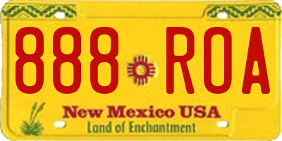 NM license plate 888ROA