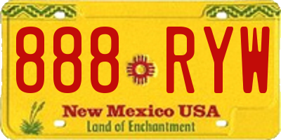 NM license plate 888RYW