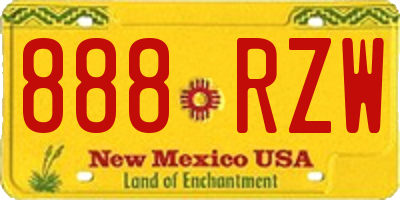 NM license plate 888RZW