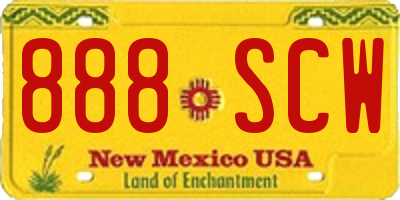 NM license plate 888SCW