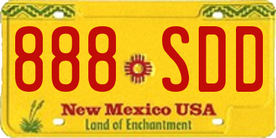 NM license plate 888SDD
