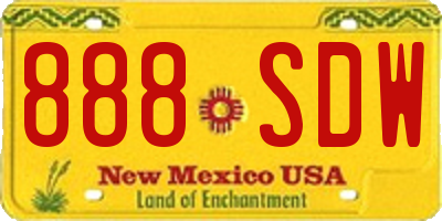 NM license plate 888SDW