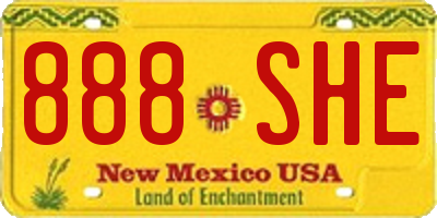 NM license plate 888SHE