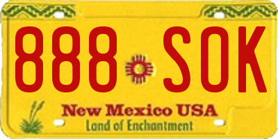 NM license plate 888SOK