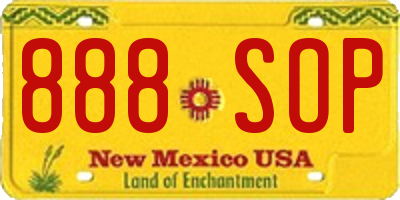 NM license plate 888SOP