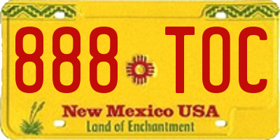 NM license plate 888TOC
