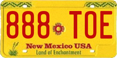 NM license plate 888TOE