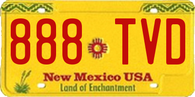 NM license plate 888TVD