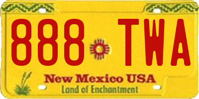 NM license plate 888TWA