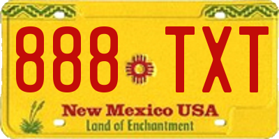 NM license plate 888TXT
