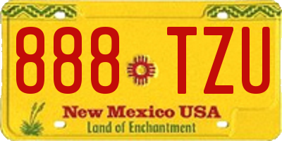 NM license plate 888TZU