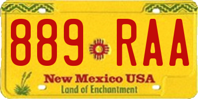 NM license plate 889RAA