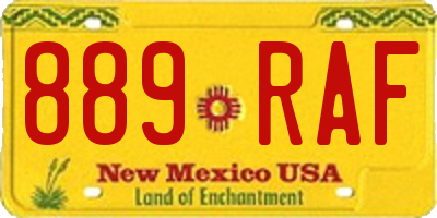NM license plate 889RAF