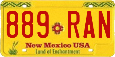 NM license plate 889RAN