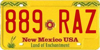 NM license plate 889RAZ