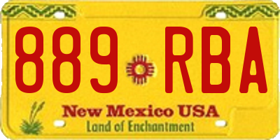NM license plate 889RBA