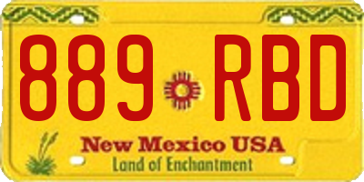 NM license plate 889RBD