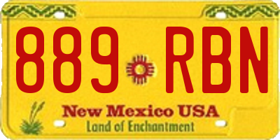 NM license plate 889RBN