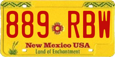 NM license plate 889RBW