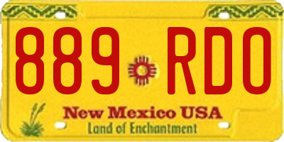 NM license plate 889RDO