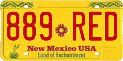 NM license plate 889RED