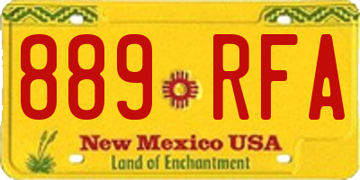 NM license plate 889RFA