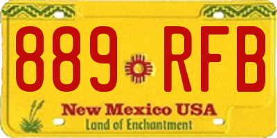 NM license plate 889RFB