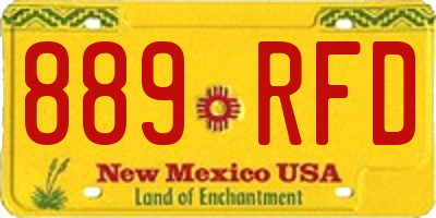 NM license plate 889RFD