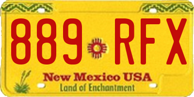 NM license plate 889RFX