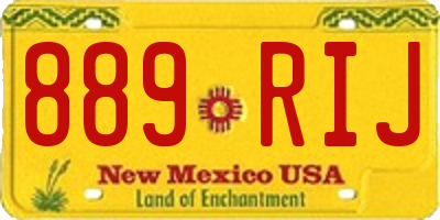 NM license plate 889RIJ