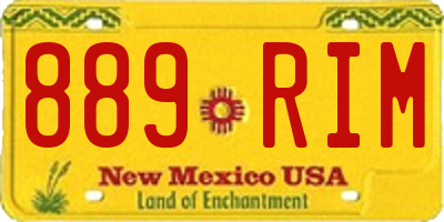 NM license plate 889RIM