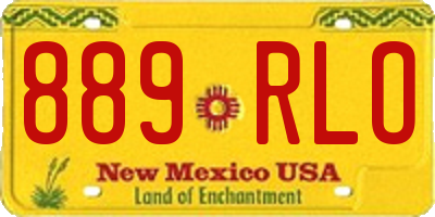 NM license plate 889RLO