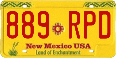 NM license plate 889RPD