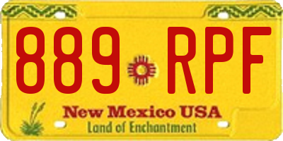 NM license plate 889RPF