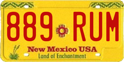 NM license plate 889RUM