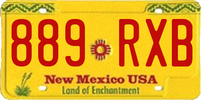 NM license plate 889RXB