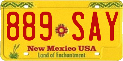 NM license plate 889SAY