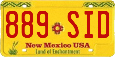 NM license plate 889SID