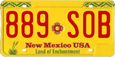 NM license plate 889SOB