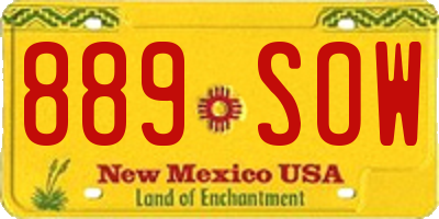 NM license plate 889SOW