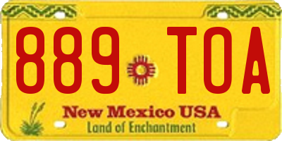 NM license plate 889TOA