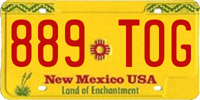 NM license plate 889TOG