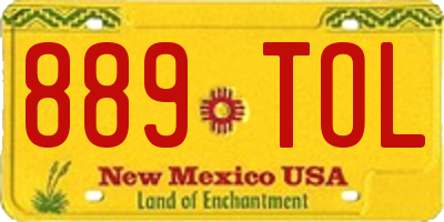 NM license plate 889TOL