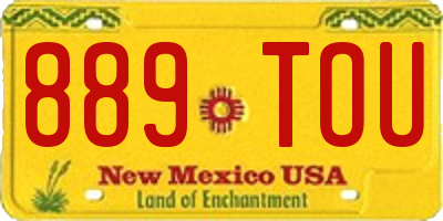 NM license plate 889TOU