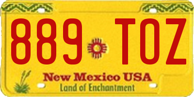 NM license plate 889TOZ