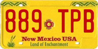 NM license plate 889TPB