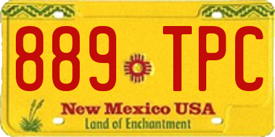 NM license plate 889TPC