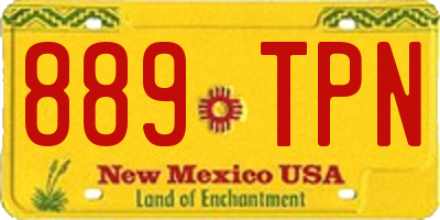 NM license plate 889TPN