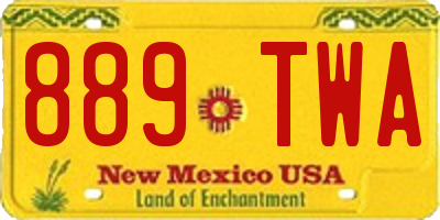 NM license plate 889TWA