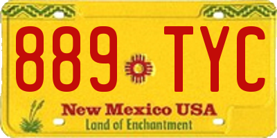 NM license plate 889TYC